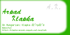 arpad klapka business card